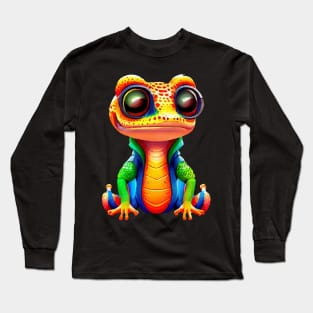 Gamer's Perfect Illustration - Cute Colorful Gekko Long Sleeve T-Shirt